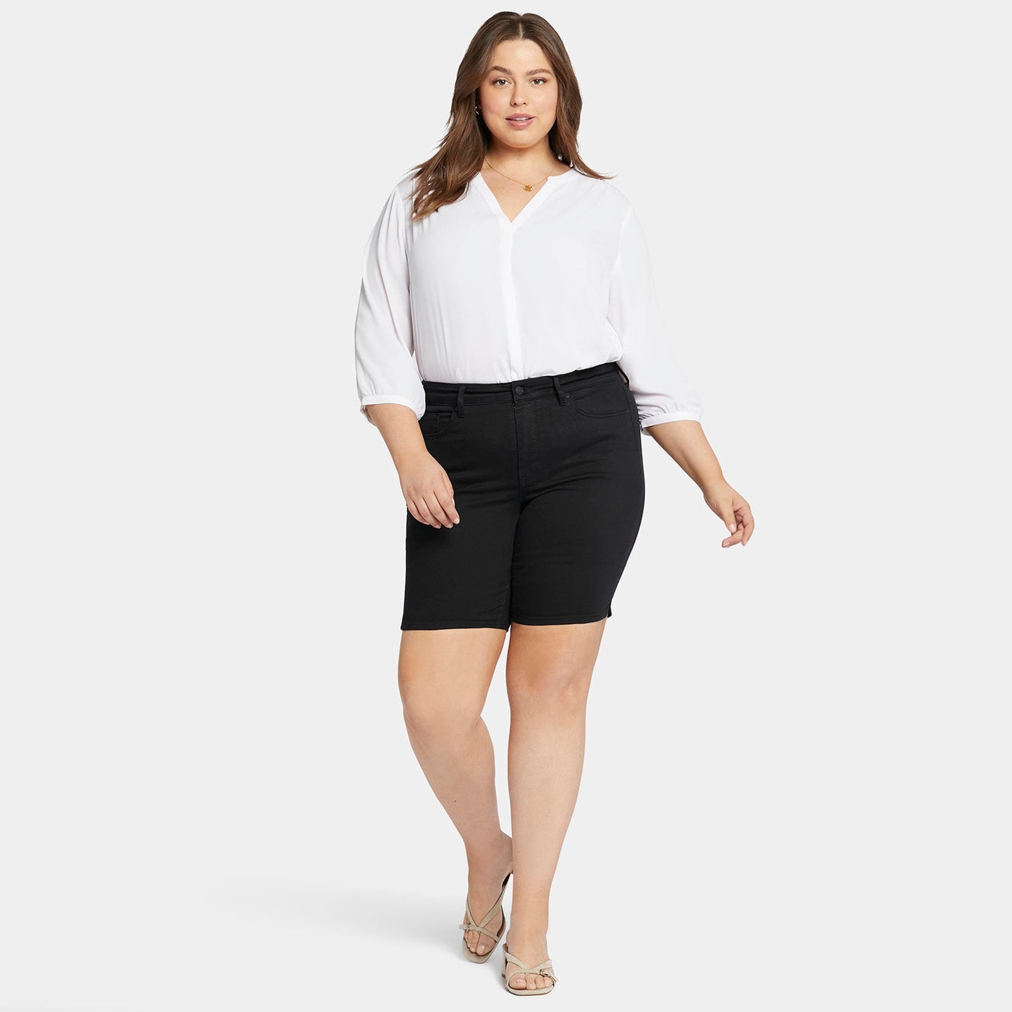 Ella Denim Shorts In Petite Plus - Black