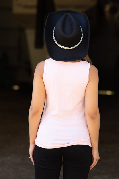 Baby Pink Tank With Rhinestone Detail