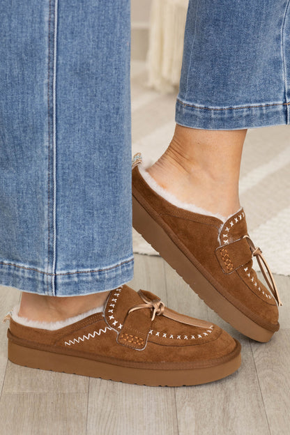 Blowfish Camel Faux Suede Sherpa Lined Loafer