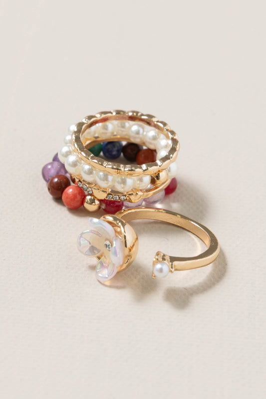 Beaded Stackable Ring Sets