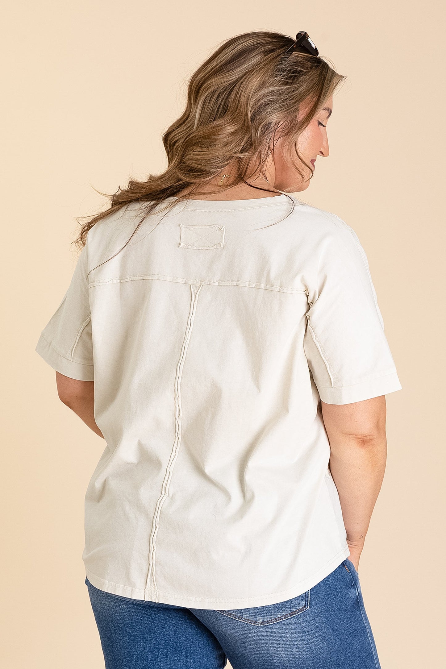 Beige Embroidery Floral Knit Top