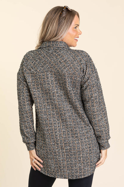 Black Houndstooth Tweed Shacket