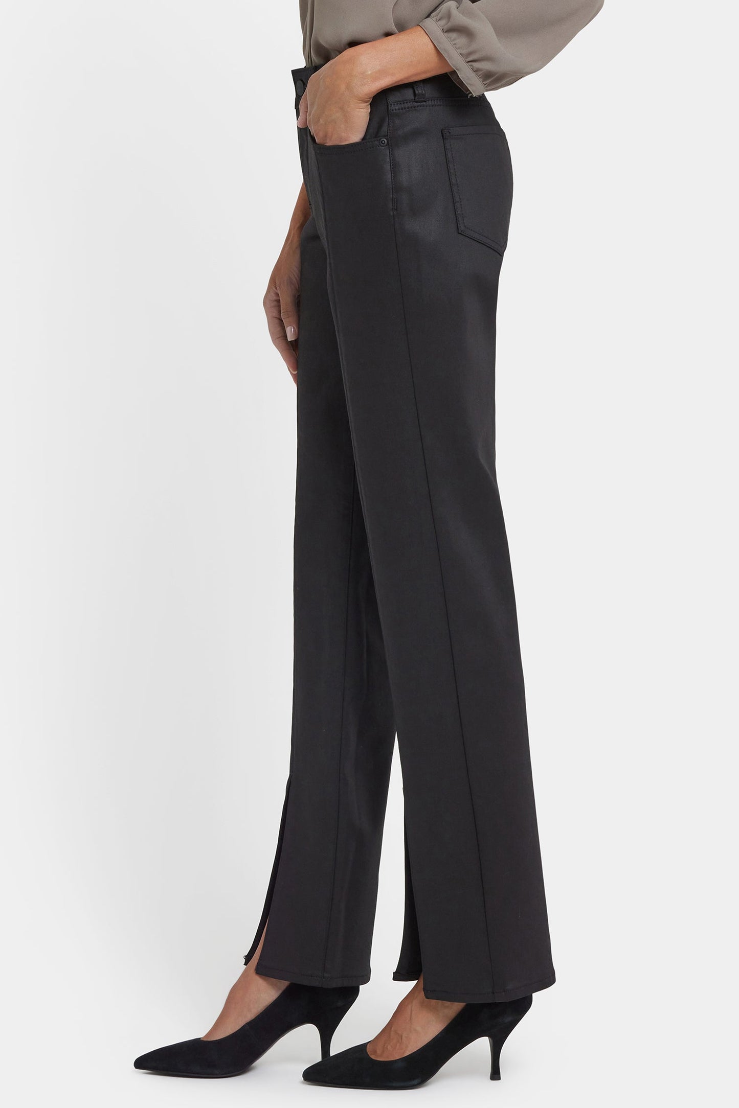 Coated Marilyn Straight Jeans - Black Coated