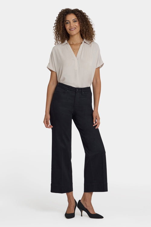 Teresa Wide Leg Ankle Jeans - Black