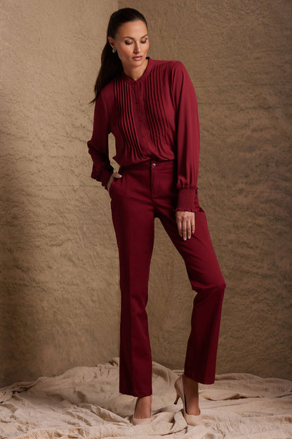 Pleated Peasant Blouse - Wild Currant