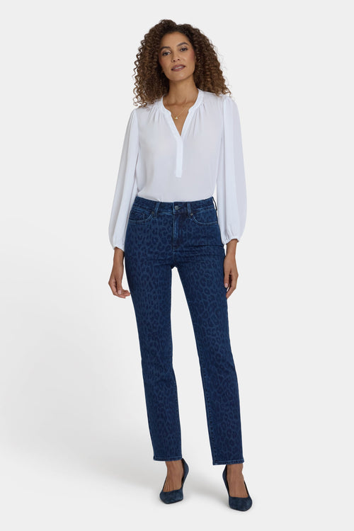 Marilyn Straight Jeans - Dark Denim Leopard